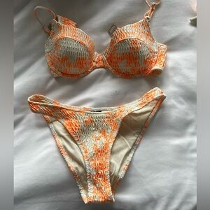 Triangl orange and cream floral bikini size M
